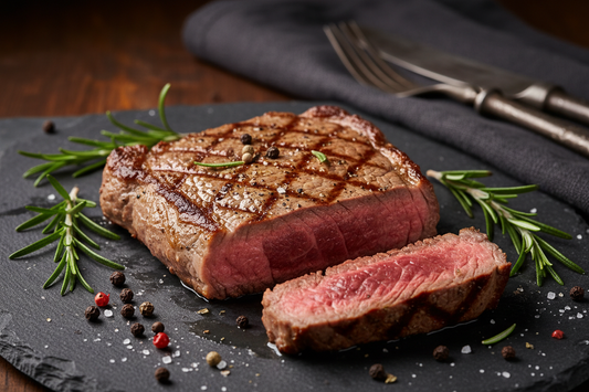 FARM RAISED GRASS FED ANGUS BEEF FLAT IRON STEAK