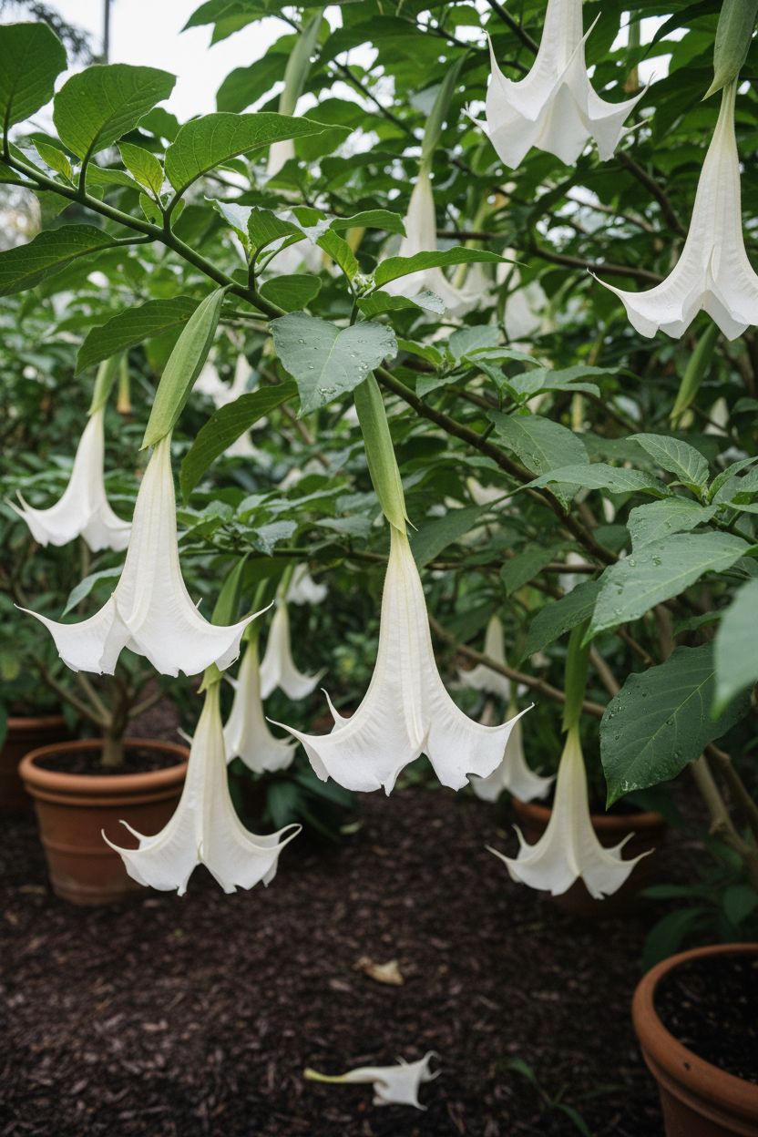 Brugansmansia  Angel trumpet white